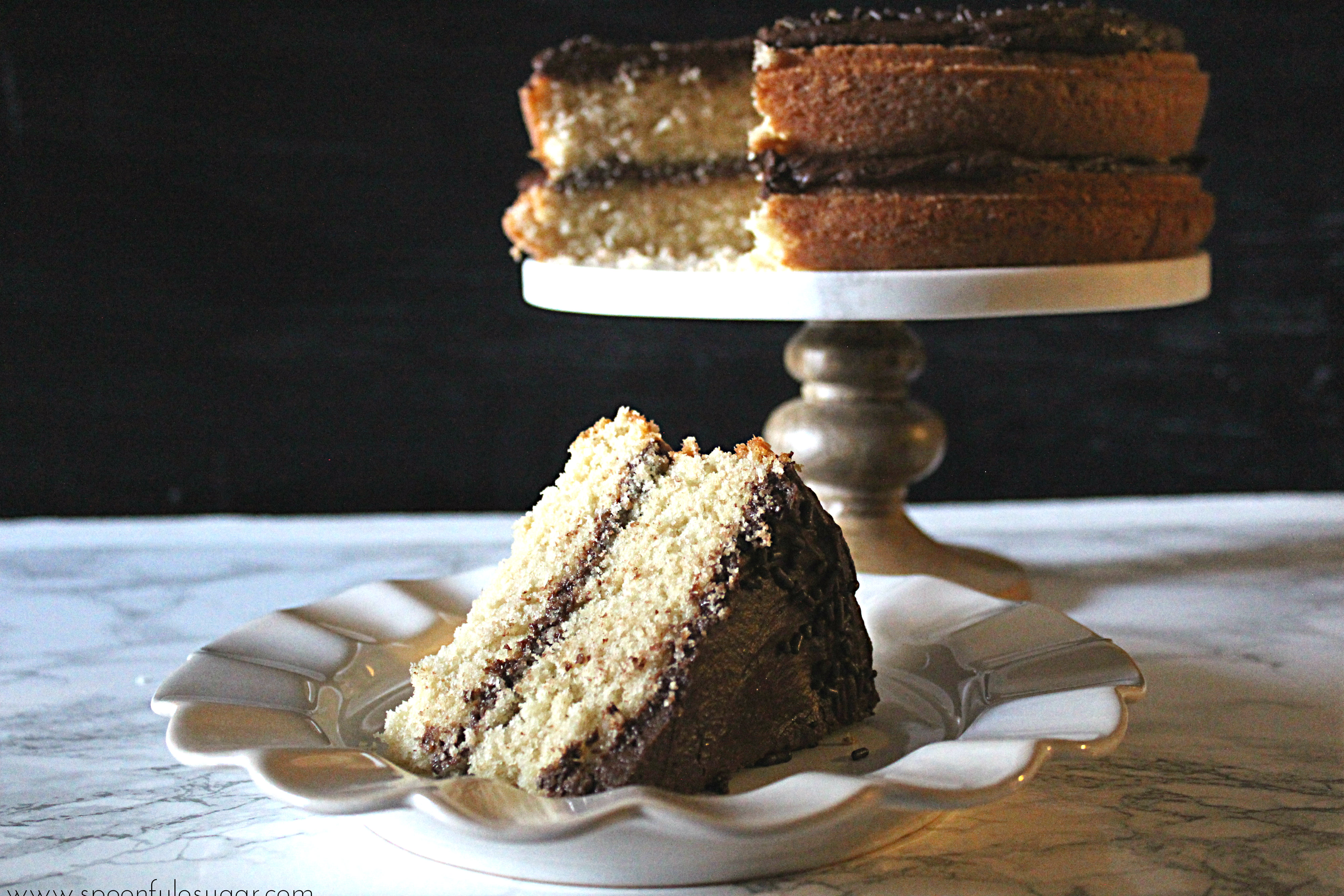 Classic Yellow Cake with Chocolate Buttercream Frosting | Spoonful of Sugar